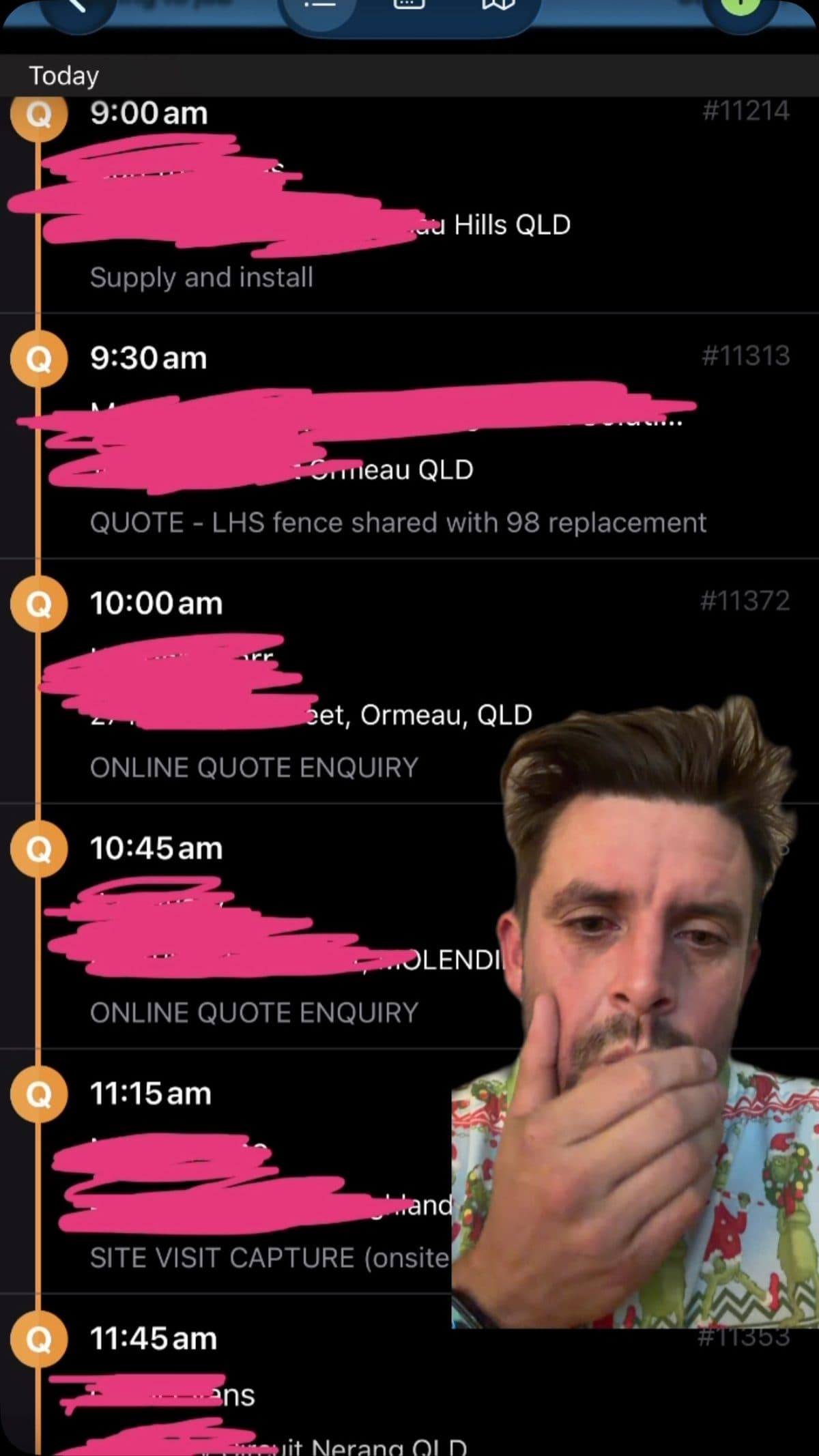 Tommy showing the system he built running his job schedule